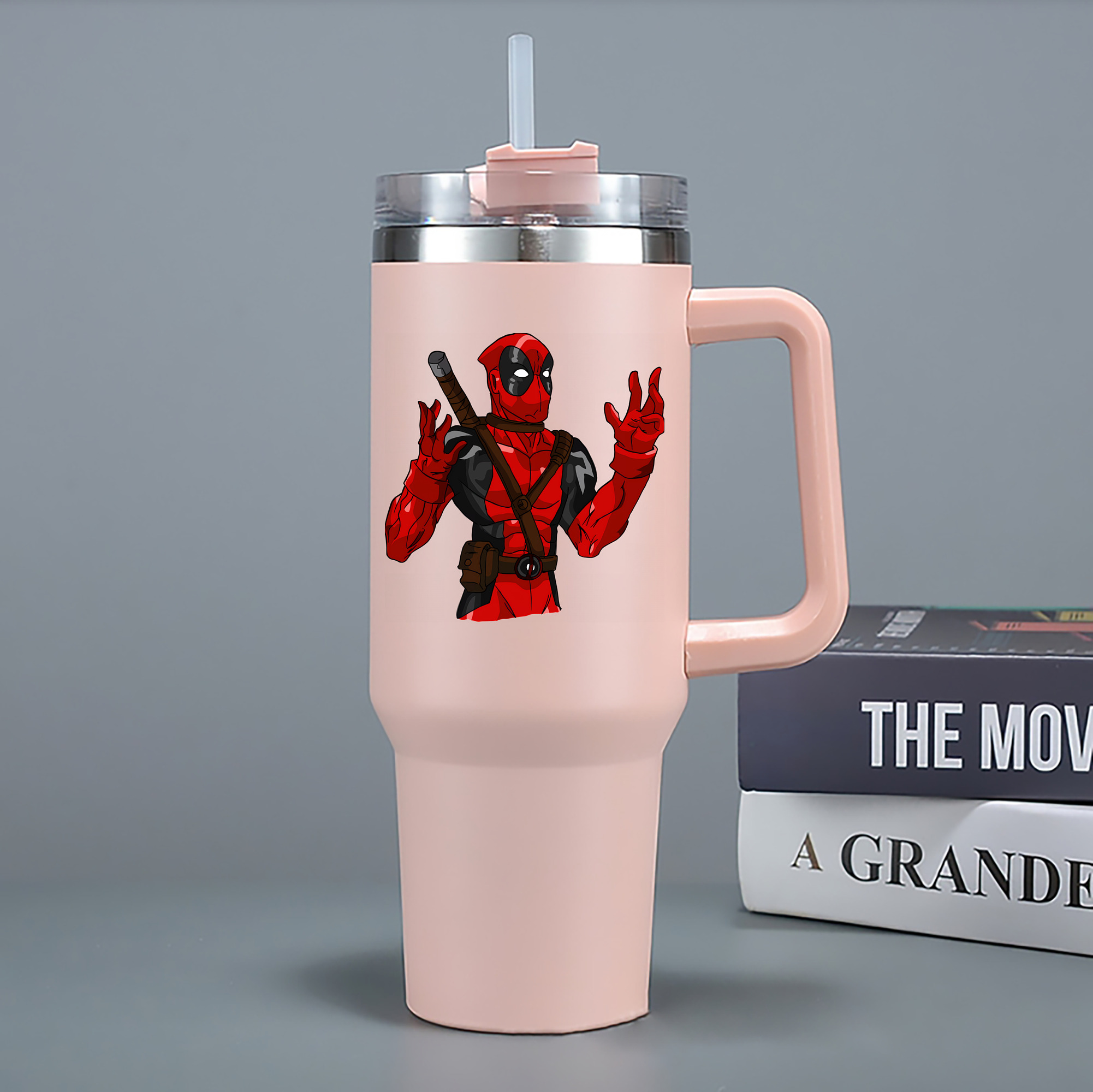 （画像用） Deadpool デッドプール 1200mL車用タンブラー - クリスタルステッカー（プラスチックストロー付き）